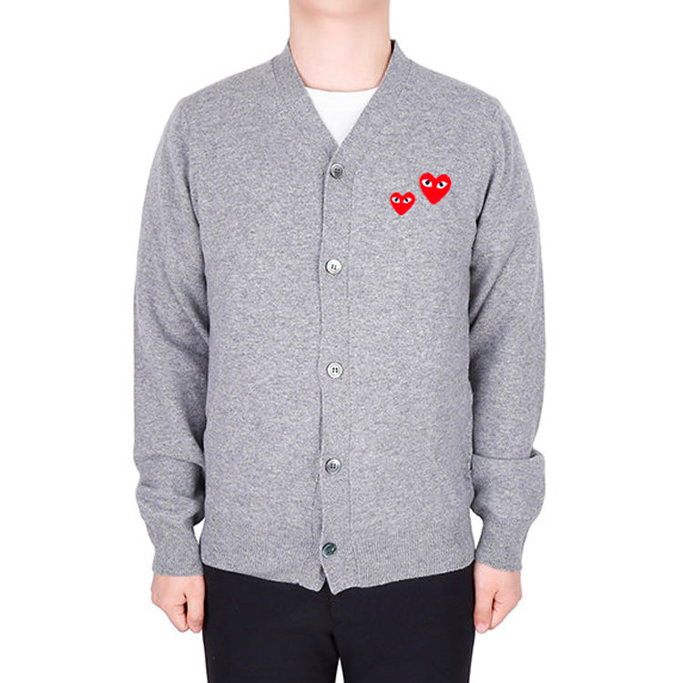 COMME des GARCONS PLAY Cardigan With Double Red Emblem 'Grey' AZ-N072-051-1