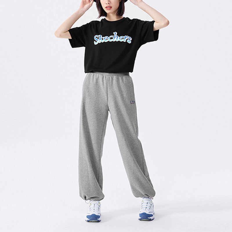 (WMNS) Skechers Logo Letter Straight Casual Pants 'Grey' L222W151-004F