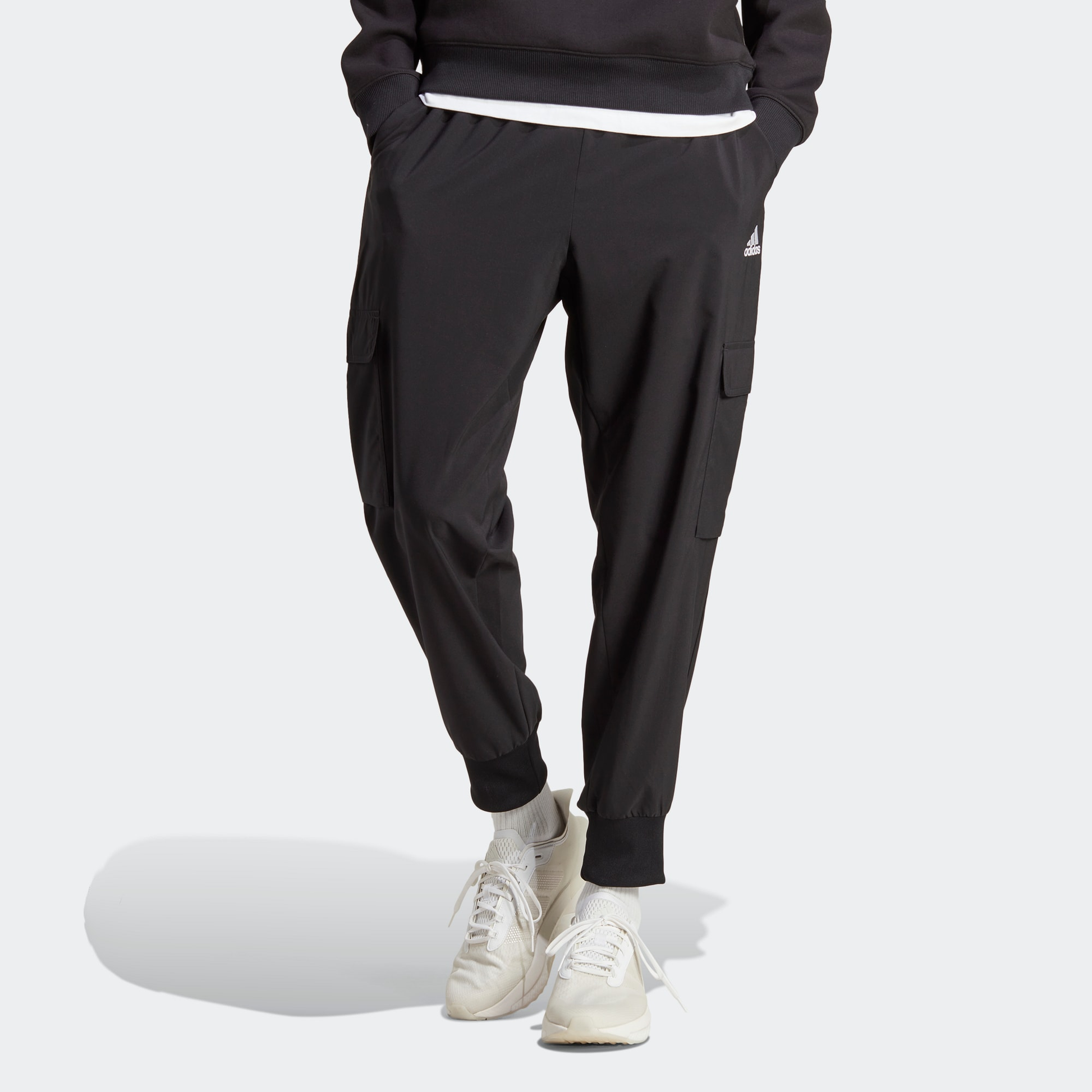 adidas Essentials Small Logo Woven Cargo Ankle-Length Pants 'Black' HA4348