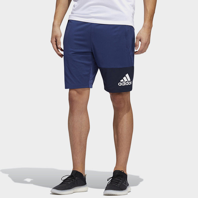 adidas Solid Color Sports Running Training Casual Shorts Blue FL4446