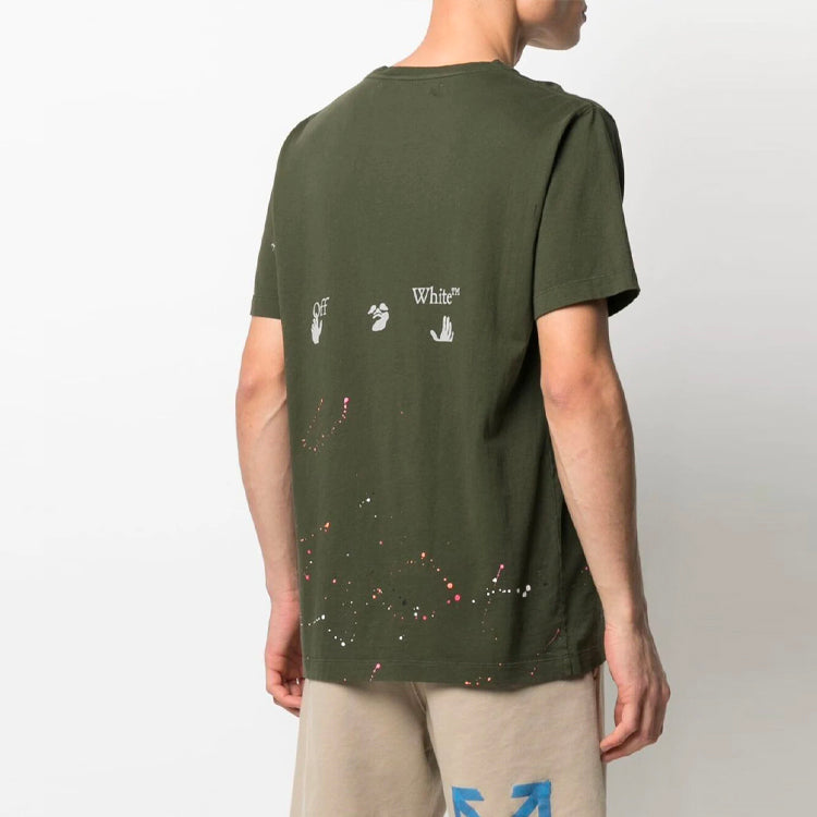 Off-White SS21 Logo Printing Pullover Short Sleeve Loose Fit Green OMAA027S21JER0025701