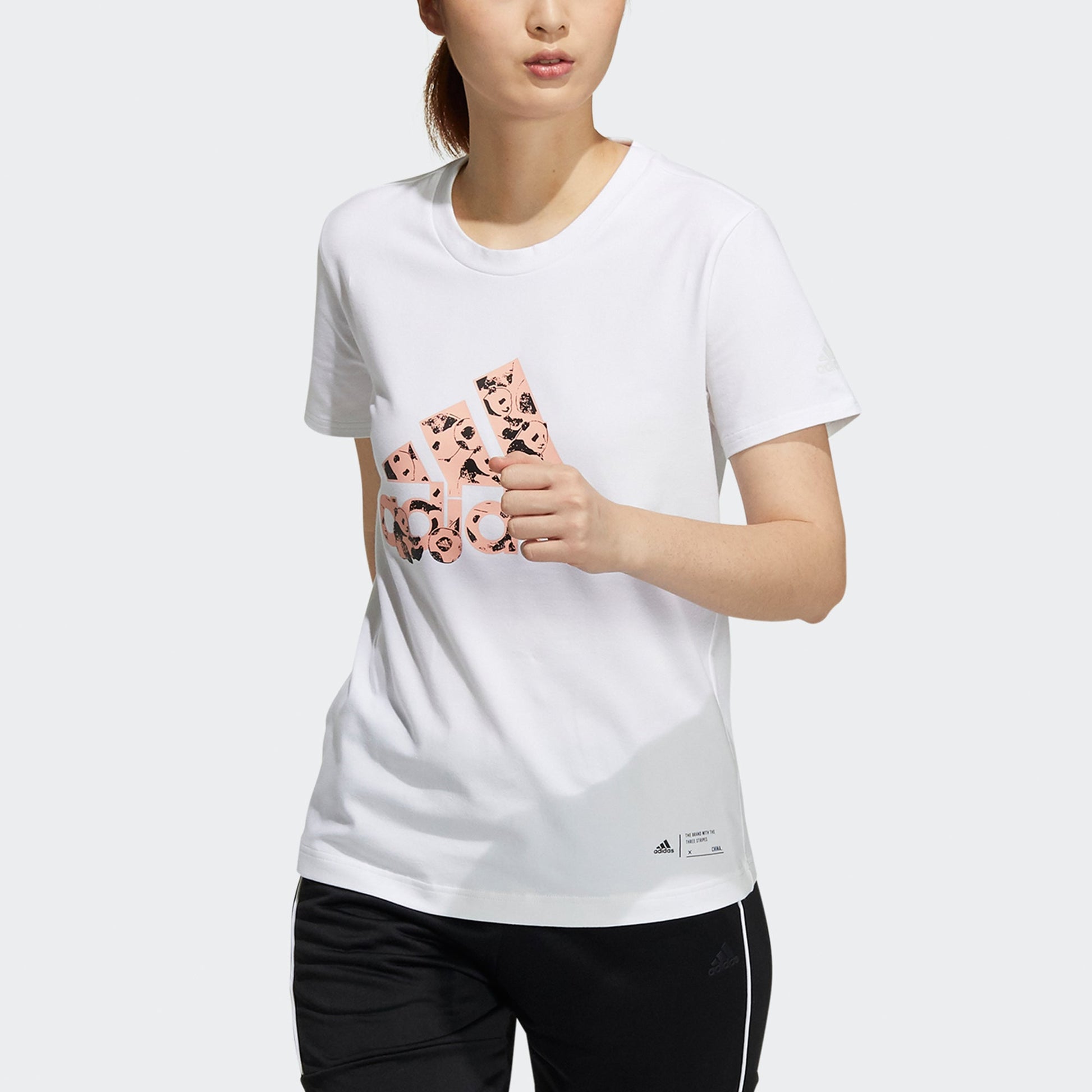 (WMNS) adidas China T-Shirt Asia Sizing 'White Pink' H58191