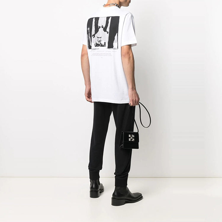 Off-White SS21 Logo Pattern Printing Short Sleeve White OMAA027R21JER0150110