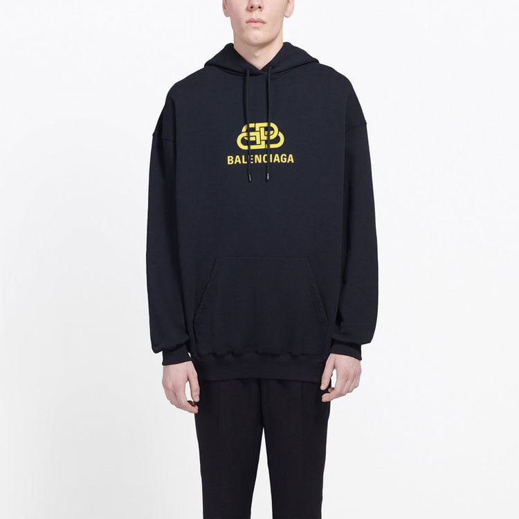 Balenciaga Oversized Interlocked BB Hoodie 'Black Yellow' 578138TEV191361