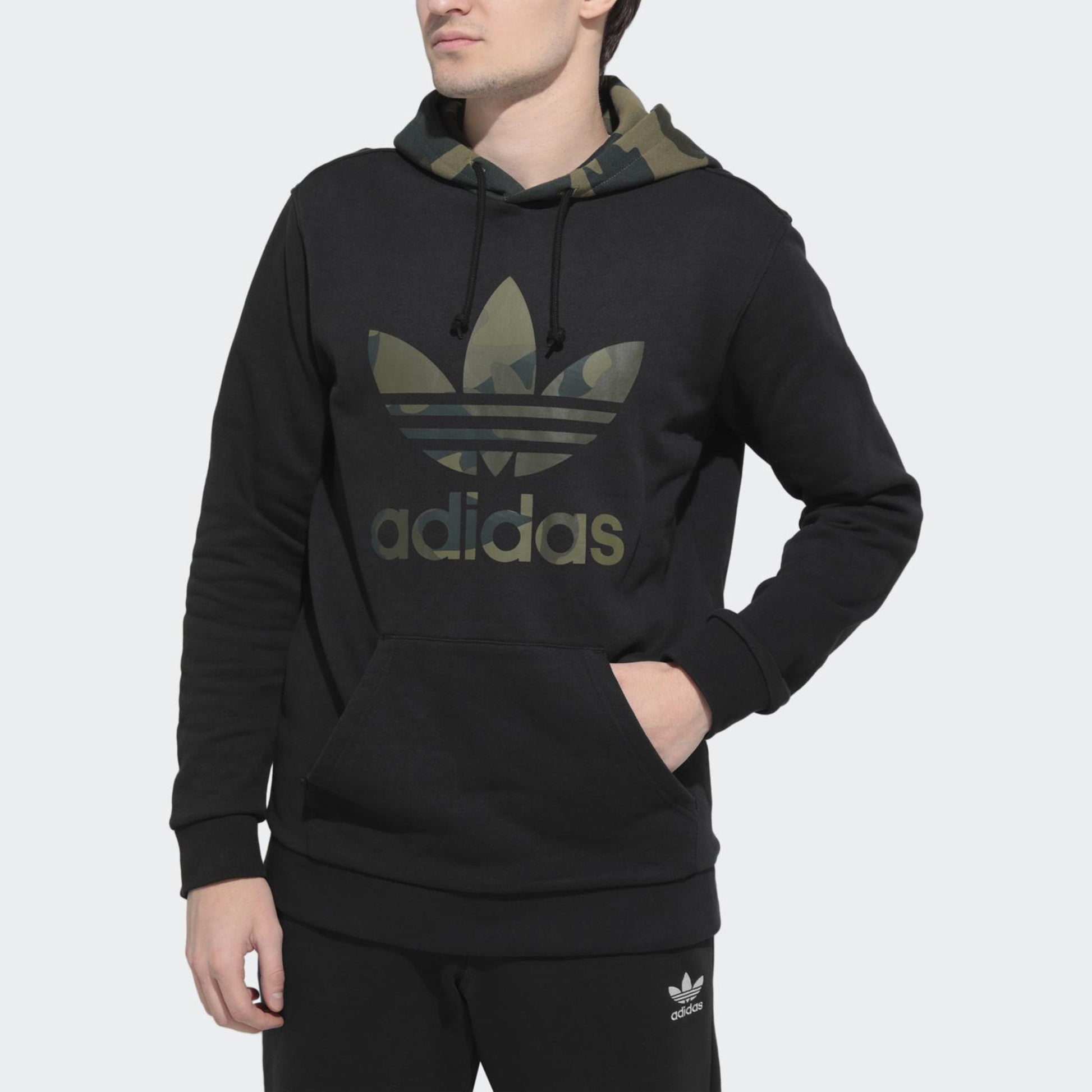 adidas originals Men's Camo Oth Athletic Casual Hooded Pullover Hoody Black FM3358