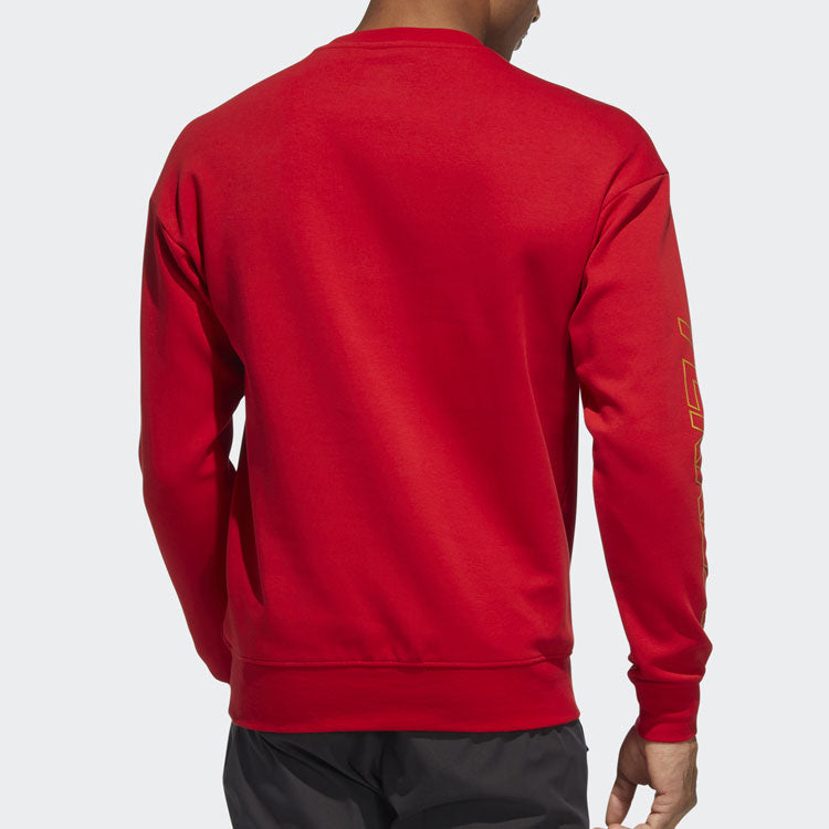 adidas Subject Printing Sports Pullover Long Sleeves Couple Style Red HE7323