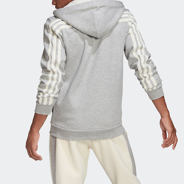 adidas Winter 3-stripes Stay Warm Sports Loose Hooded Jacket Gray GM0903