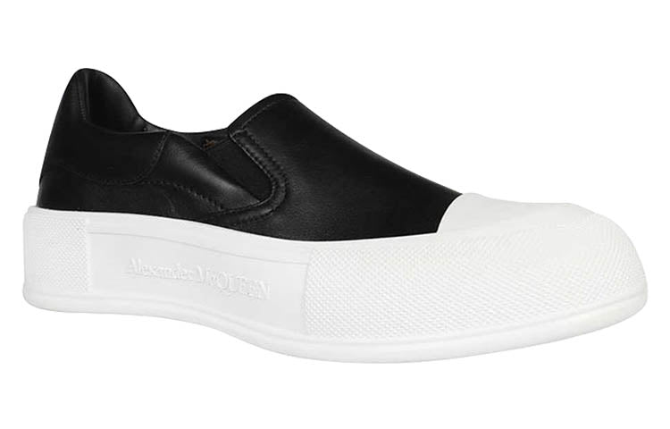 (WMNS) Alexander McQueen Deck Skate Plimsoll 'Black White' 654592WHZT81070