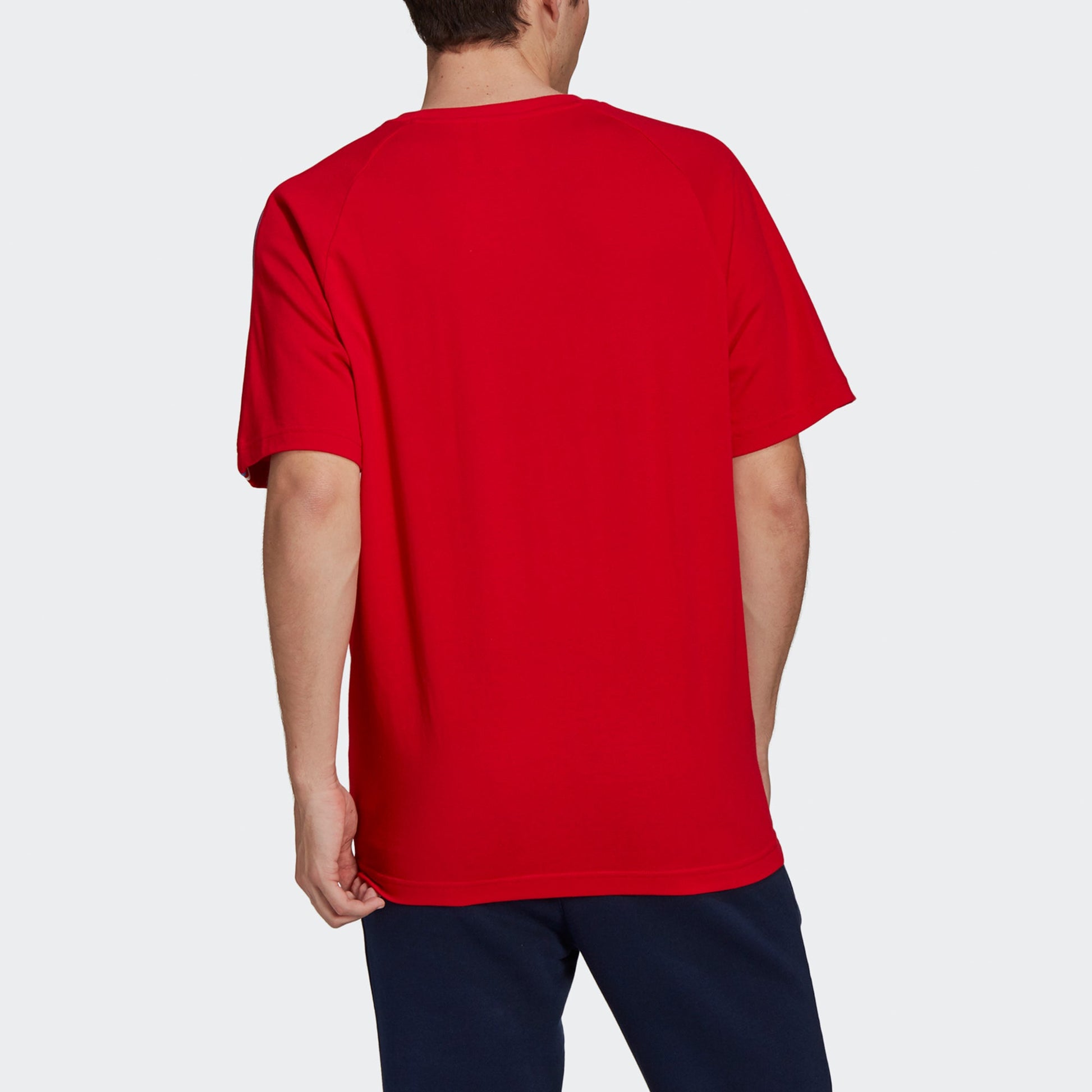 Men's adidas originals Fto Tee Contrasting Colors Embroidered Logo Stripe Sports Short Sleeve Red T-Shirt GR0534