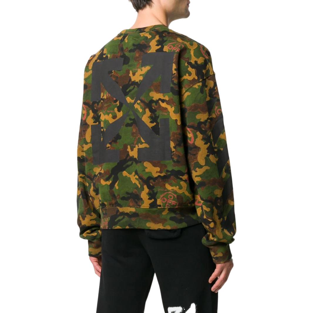 Men's Off-White SS22 Camouflage Printing Round Neck Pullover Version Green OMBA035R20E300169910