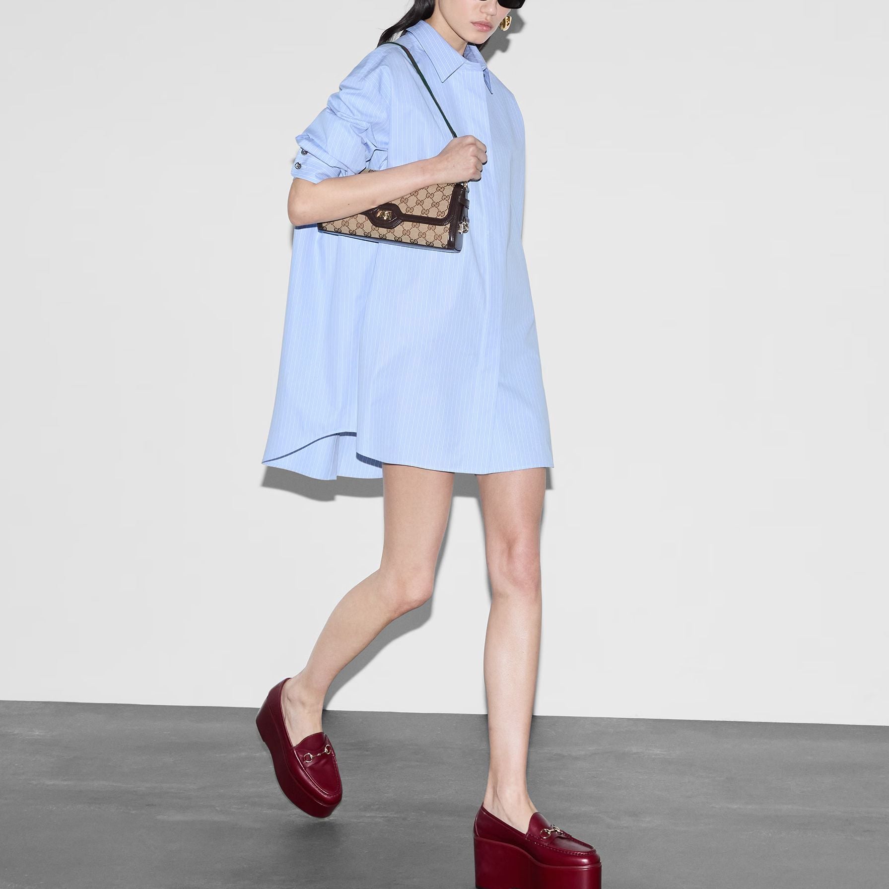 (WMNS) Gucci Striped Heavy Cotton Poplin Shirt 'Light Blue' 779330-ZAP4O-4337