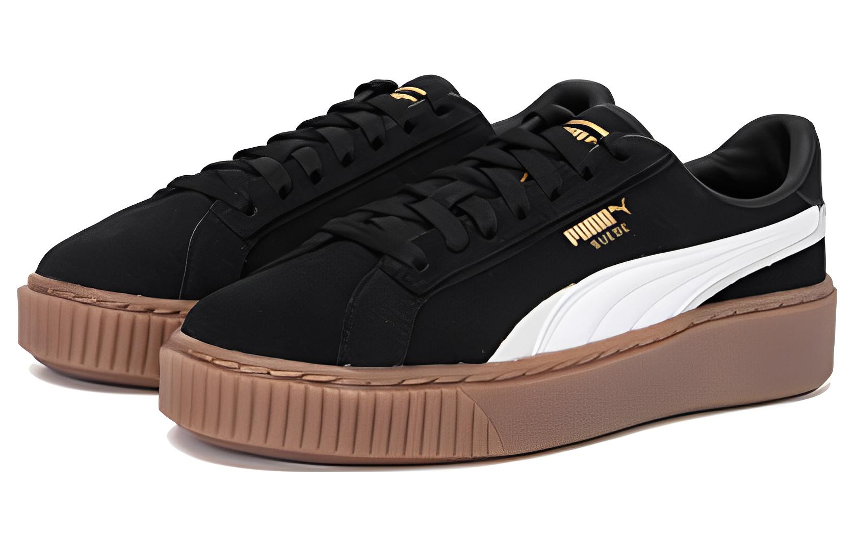 (WMNS) PUMA Platform Skate Shoes 'Black White Brown' 395225-04