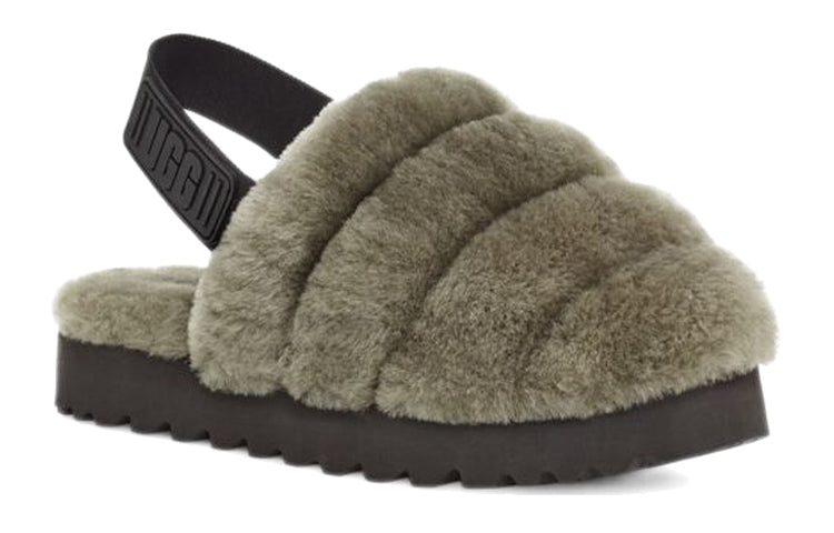 (WMNS) UGG Super Fluff Slipper 'Olive Green' 1121751-BTOL