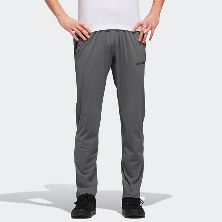 Men's adidas Xplr Stretch Pt Logo Pattern Loose Straight Sports Pants/Trousers/Joggers Gray EH5015