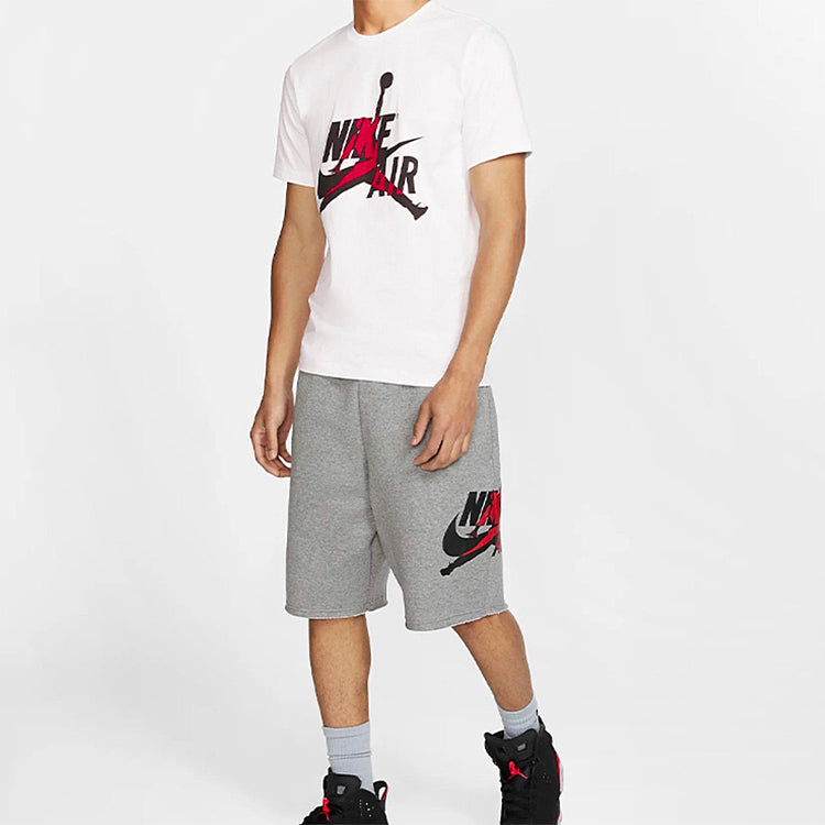 Air Jordan Jumpman Logo Printing Knit Sports Round Neck Short Sleeve White DH9493-100