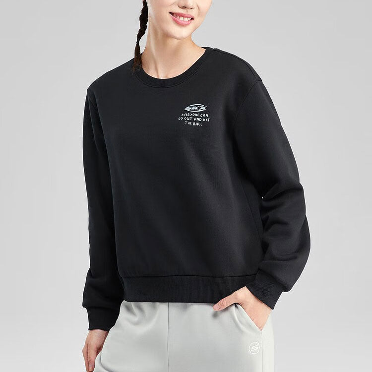 (WMNS) Skechers SKX Long Sleeve Crew Sweater 'Black' P423W054-0018