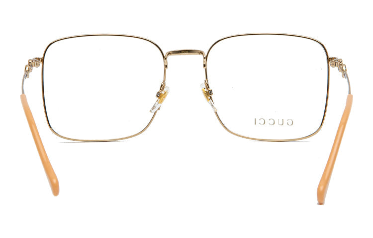 Gucci Metallic Horsebit Retro Minimalistic Frame Pink Lens Gold Color Square Unisex GG0951O-001