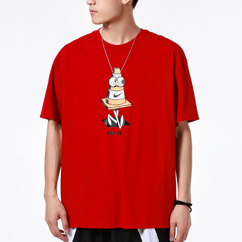 Nike SB Skateboard Funny Printing Sports Round Neck Short Sleeve Red DJ1225-687