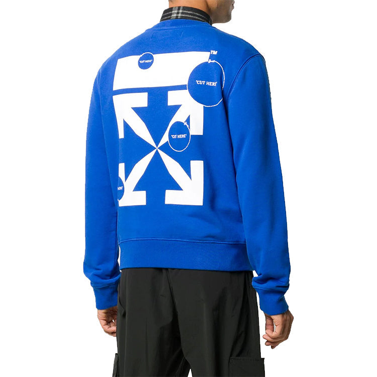 Off-White Cut Here Logo Printing Pullover Blue OMBA025F20FLE0074501