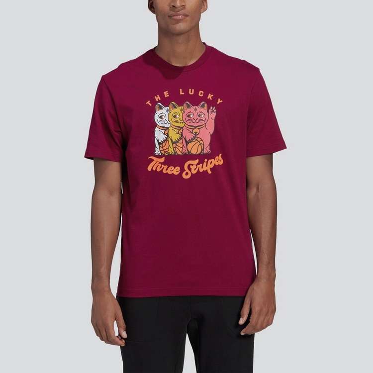 adidas Cartoon Printing Round Neck Short Sleeve Red GE4698