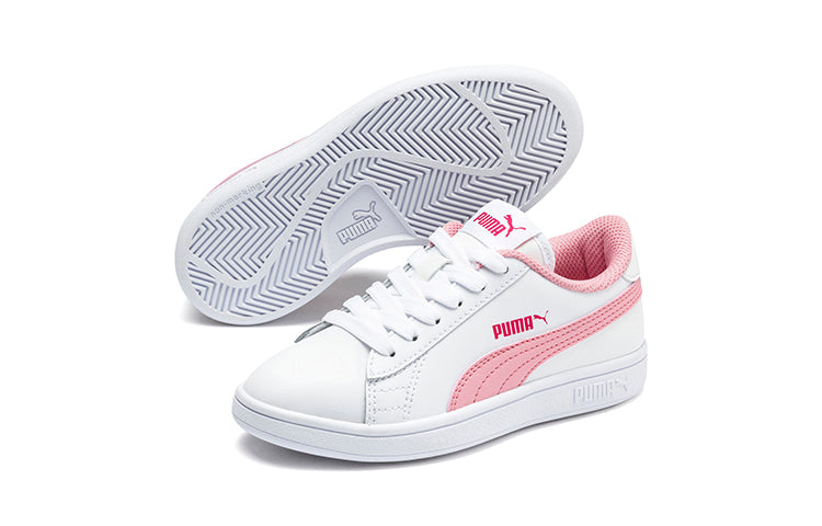 (PS) PUMA Smash V2 L Casual Board Shoes White/Pink 365324-18