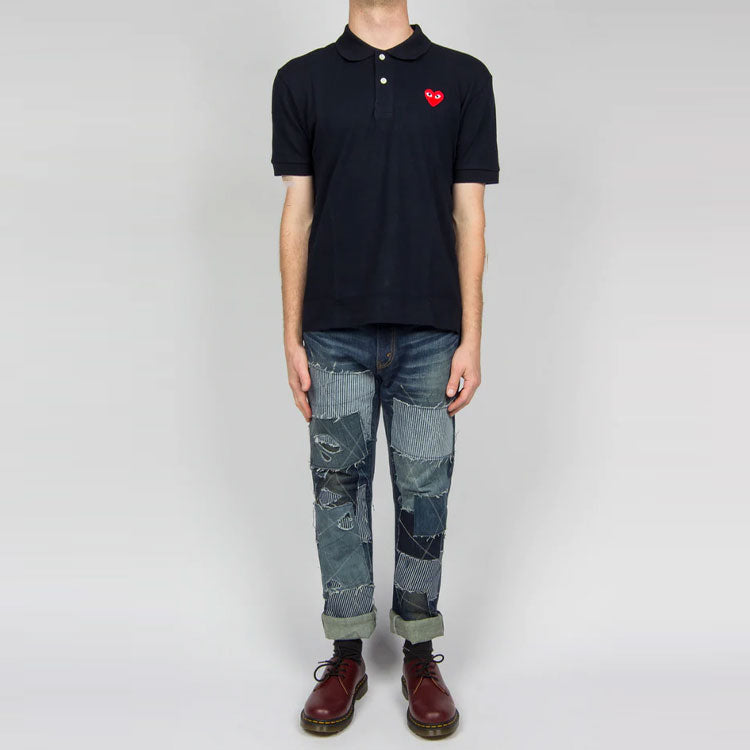 COMME des GARCONS PLAY Polo Red Emblem 'Navy' AZ-T006-051-2