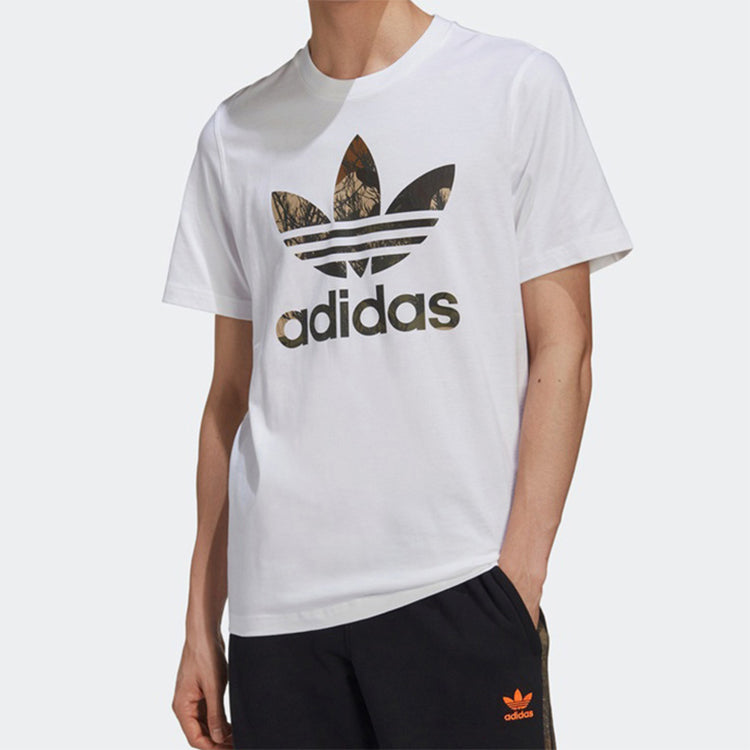 adidas originals CAMO TRF TEE Large logo Printing Sports Short Sleeve White GD5949