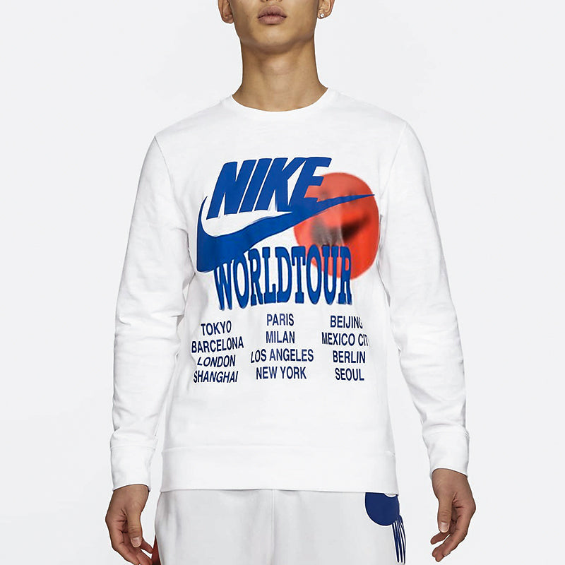 Nike MENS Sports Casual Letter Print Crew-neck White DA0630-100