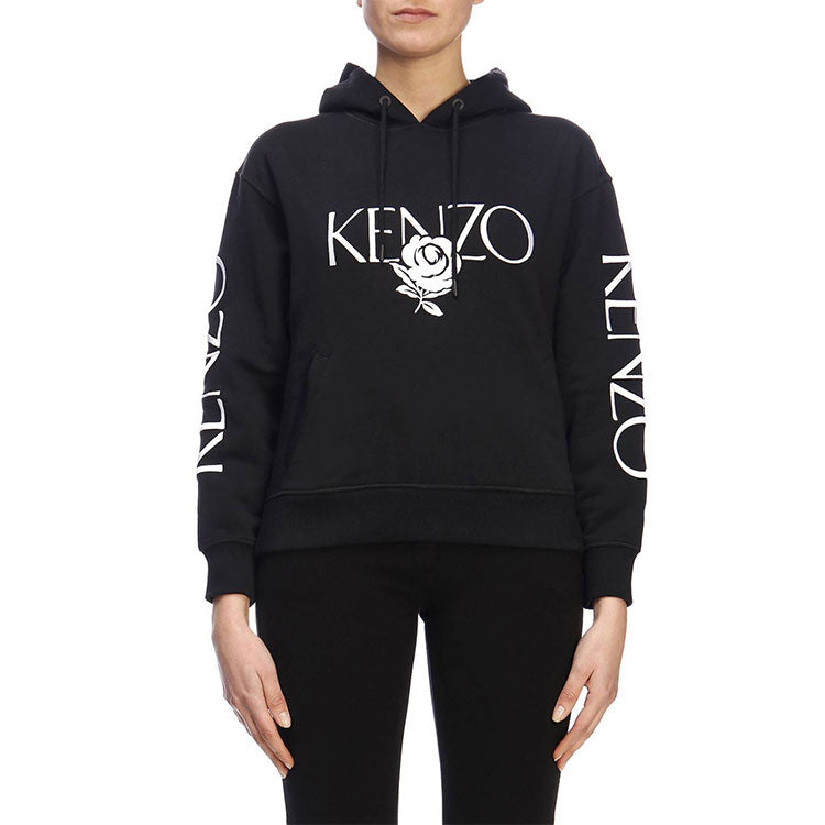 (WMNS) KENZO Rose Alphabet Logo Hoodie Black F952SW780952-99