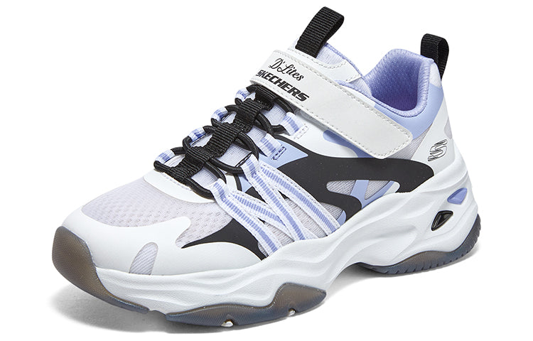 (GS) Skechers Dlites Chunky Shoes 'White Blue Black' 319004L-WLV