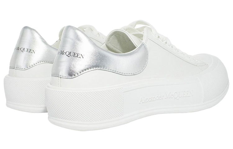 Alexander McQueen Deck Lace Up Plimsoll Sneakers 'White Silver' 705205WICE29071