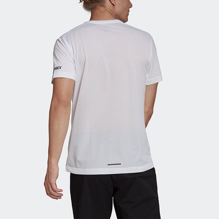 Men's adidas Contrasting Colors Alphabet Printing Round Neck Short Sleeve White Recycled Polyester T-Shirt HA7557