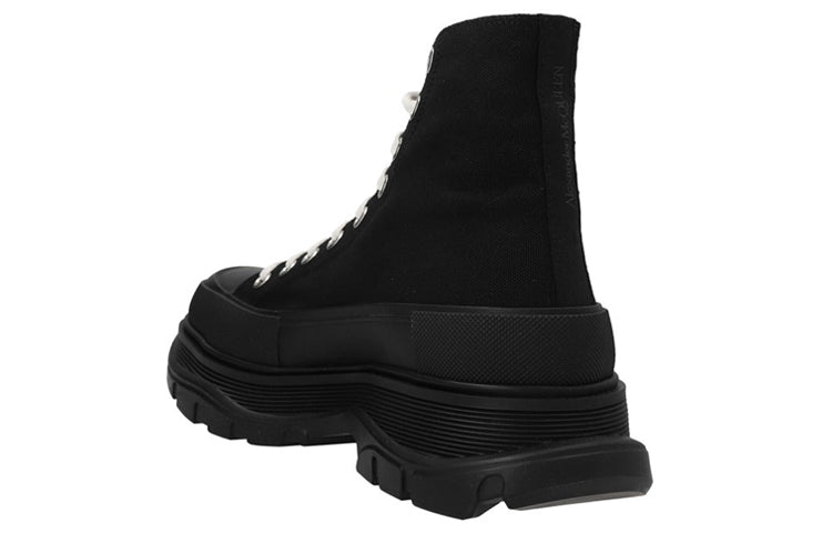 Alexander McQueen Tread Slick Canvas High Top Sneakers 'Black White' 705659W4MV21000