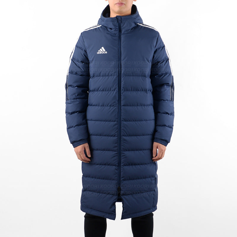 adidas Logo hooded down Jacket Navy Blue GM5246