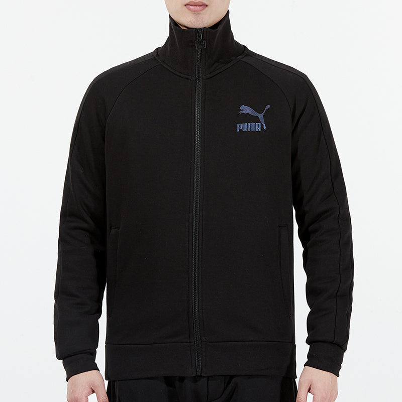 PUMA Iconic T7 Retro logo Sports Stand Collar Jacket Black 531377-95