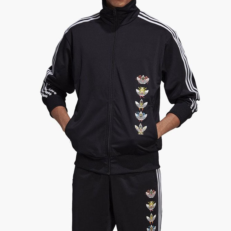 adidas originals Stripe Printing Sports Jacket Black DY3856