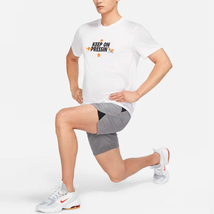 Nike Dri-Fit Alphabet Printing Round Neck Pullover Short Sleeve White DR7576-100