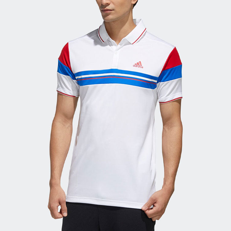 adidas Colorblock Tennis Sports Short Sleeve Polo Shirt White FK1406