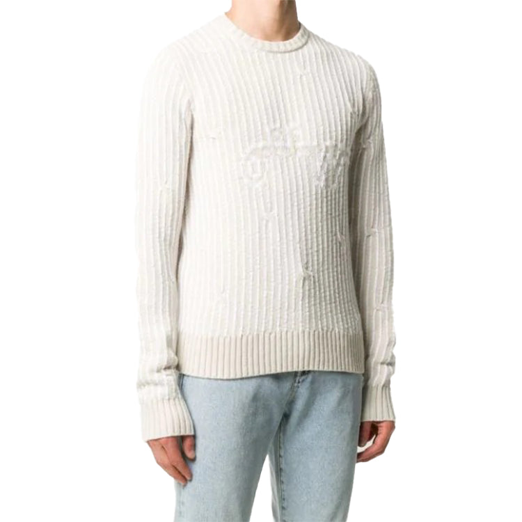 Men's Off-White Round Neck Knit White OMHE043E20KNI0010300