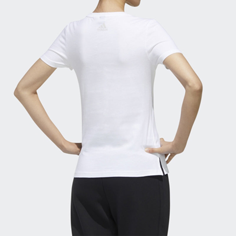 (WMNS) adidas Brand Large logo Printing Solid Color Short Sleeve White FM9291