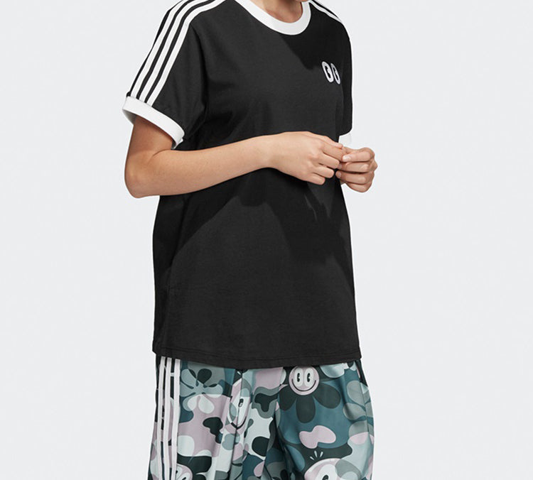 (WMNS) adidas originals Round Neck Pullover Short Sleeve Black DV2664