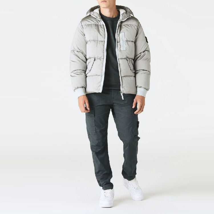 STONE ISLAND Hooded Down Jacket 'Pearl Grey' 771543619-V0061