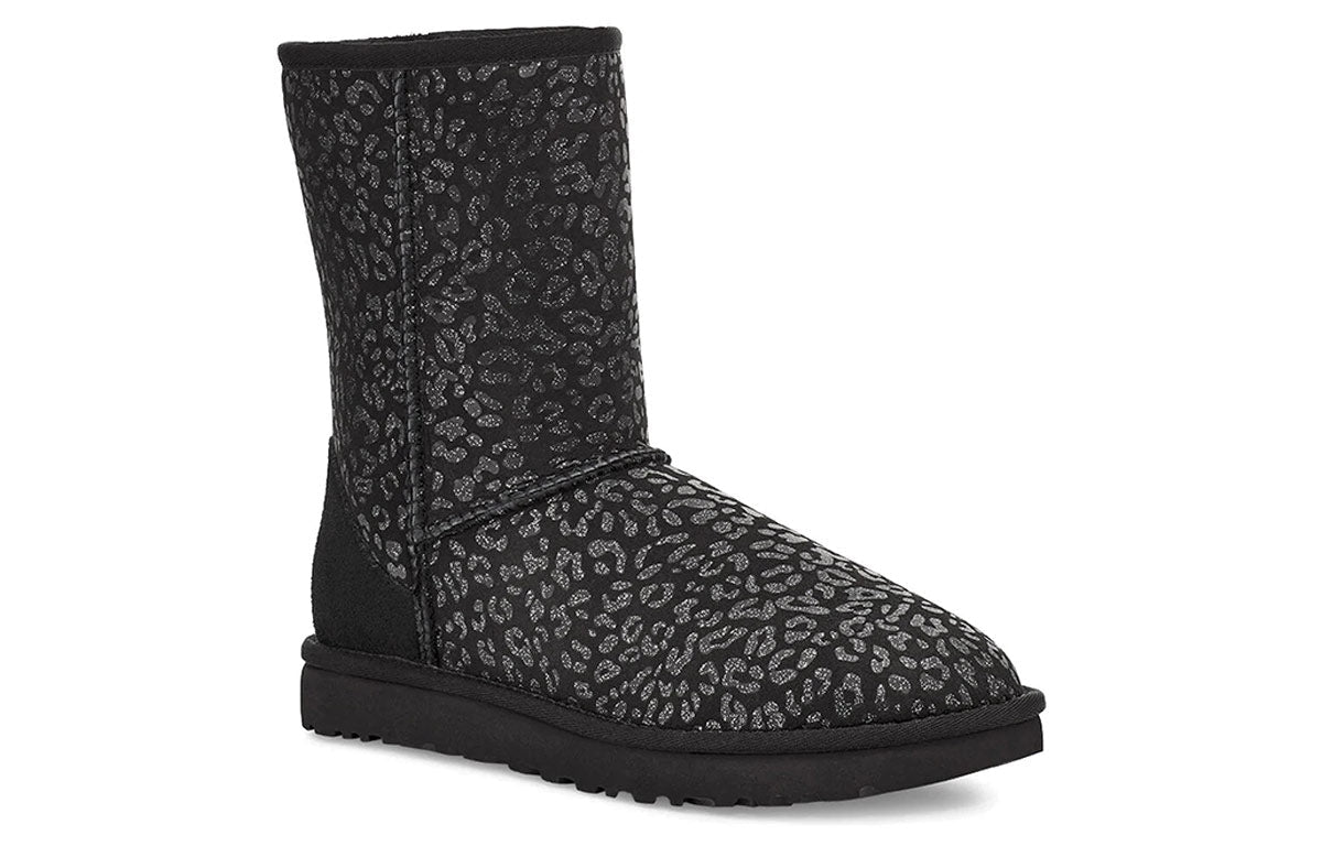(WMNS) UGG Classic Short Snow Leopard Fleece Lined Black 1113495-BLK