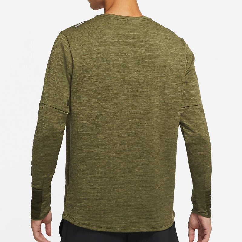 Men's Nike Solid Color Training Sports Round Neck Long Sleeves Green T-Shirt DD5650-326