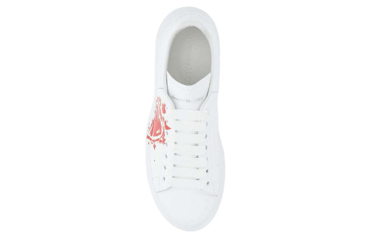 (WMNS) Alexander McQueen Leather Heart Logo Lace Up Oversized Sneakers 'White Red' 667571WIAF49676