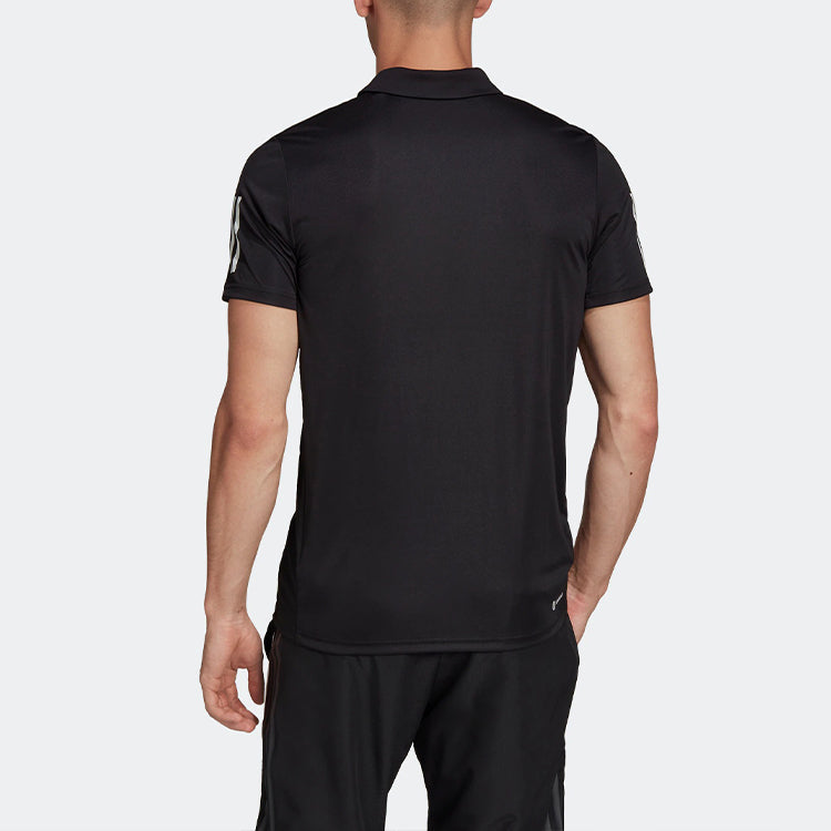 adidas Solid Color Logo Tennis Sports Short Sleeve Polo Shirt Black HB6224