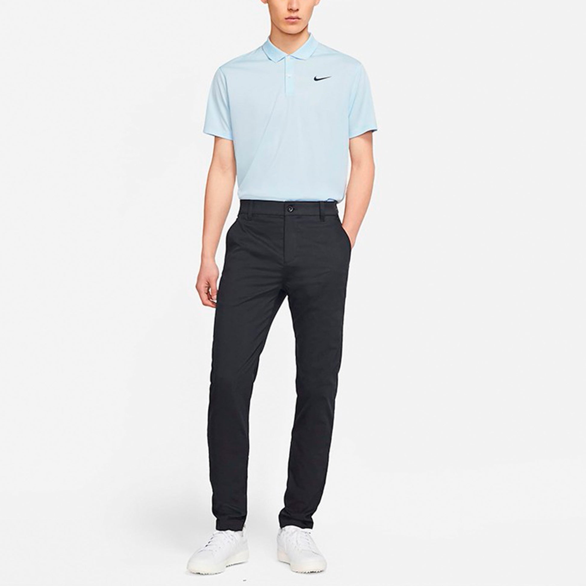 Nike Dri-fit Victory Logo Quick Dry Breathable Sports Short Sleeve Polo Shirt Light Blue BV0355-407