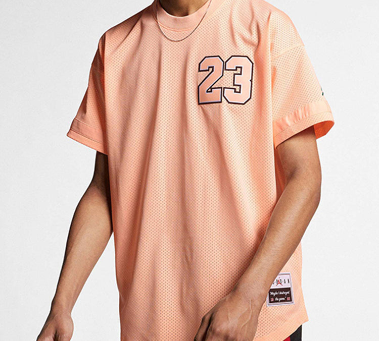 Men's Air Jordan 23 Flight Mesh Jersey T-Shirt Pale Pinkish Gray AO2827-814