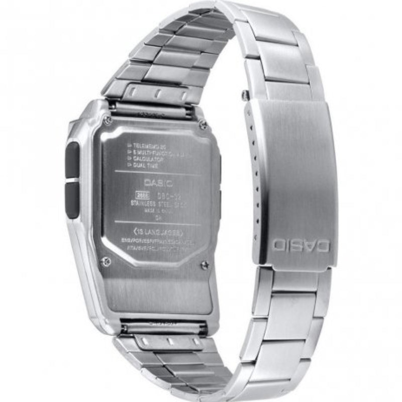 CASIO DATA BANK Vintage Muli-Functional Water-Proof Men'sWatch Quartz Waterproof Mens Silver Digital DBC-32D-1A