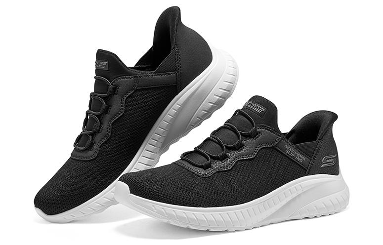 (WMNS) Skechers Slip-ins Bobs Sport Squad Chaos 'Black White' 117500-BLK